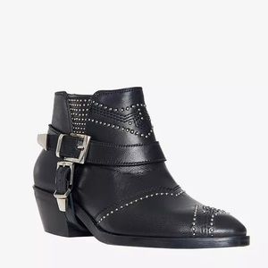 ANINE BING BIANCA BLACK LEATHER STUD ANKLE BOOTS